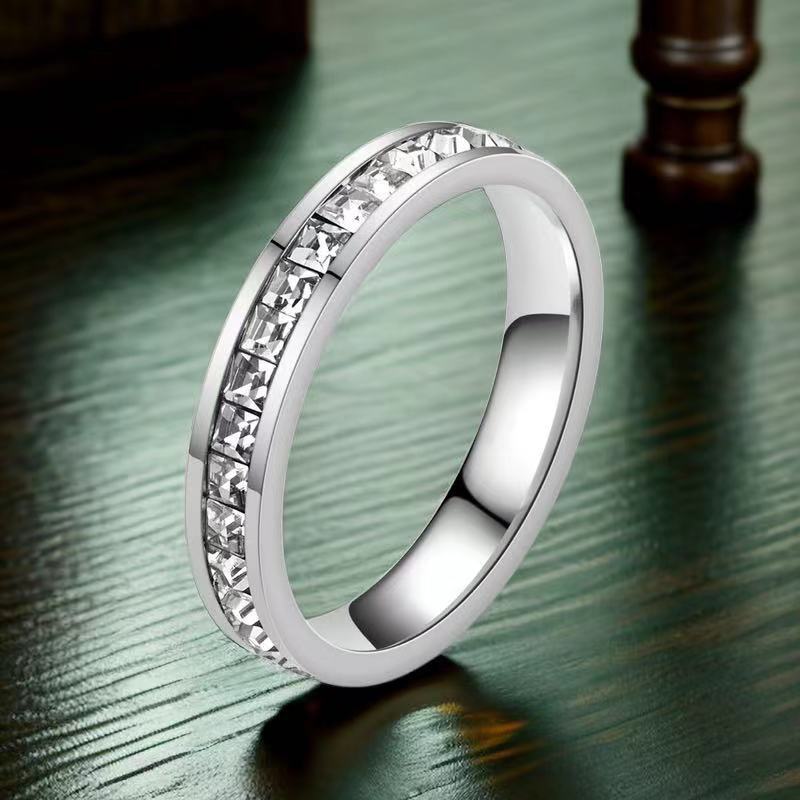 Titanium Steel Material Wholesale Jewelry Simple Style Geometric Titanium Steel Zircon Rings