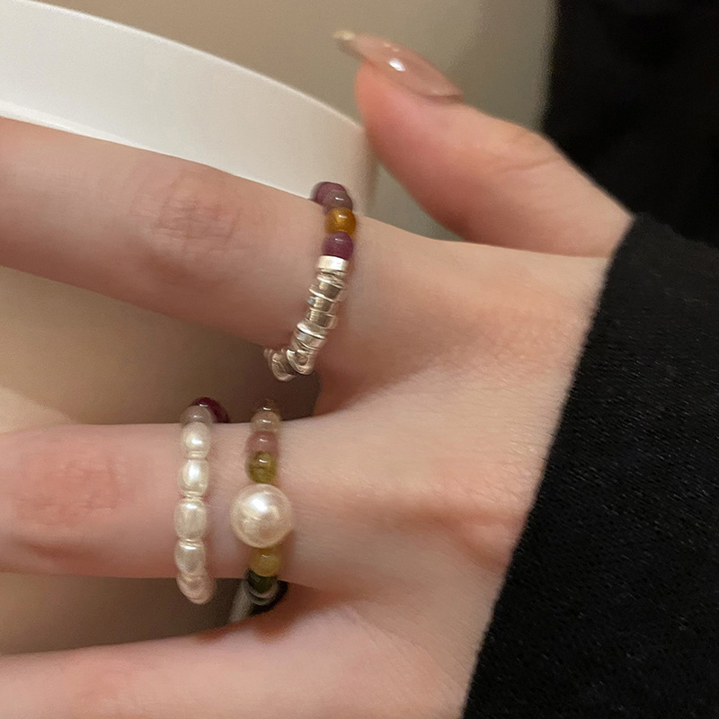 Elegante Vintage Tourmalin Perlen Ring Für Damen Retro Stil_voghion.com