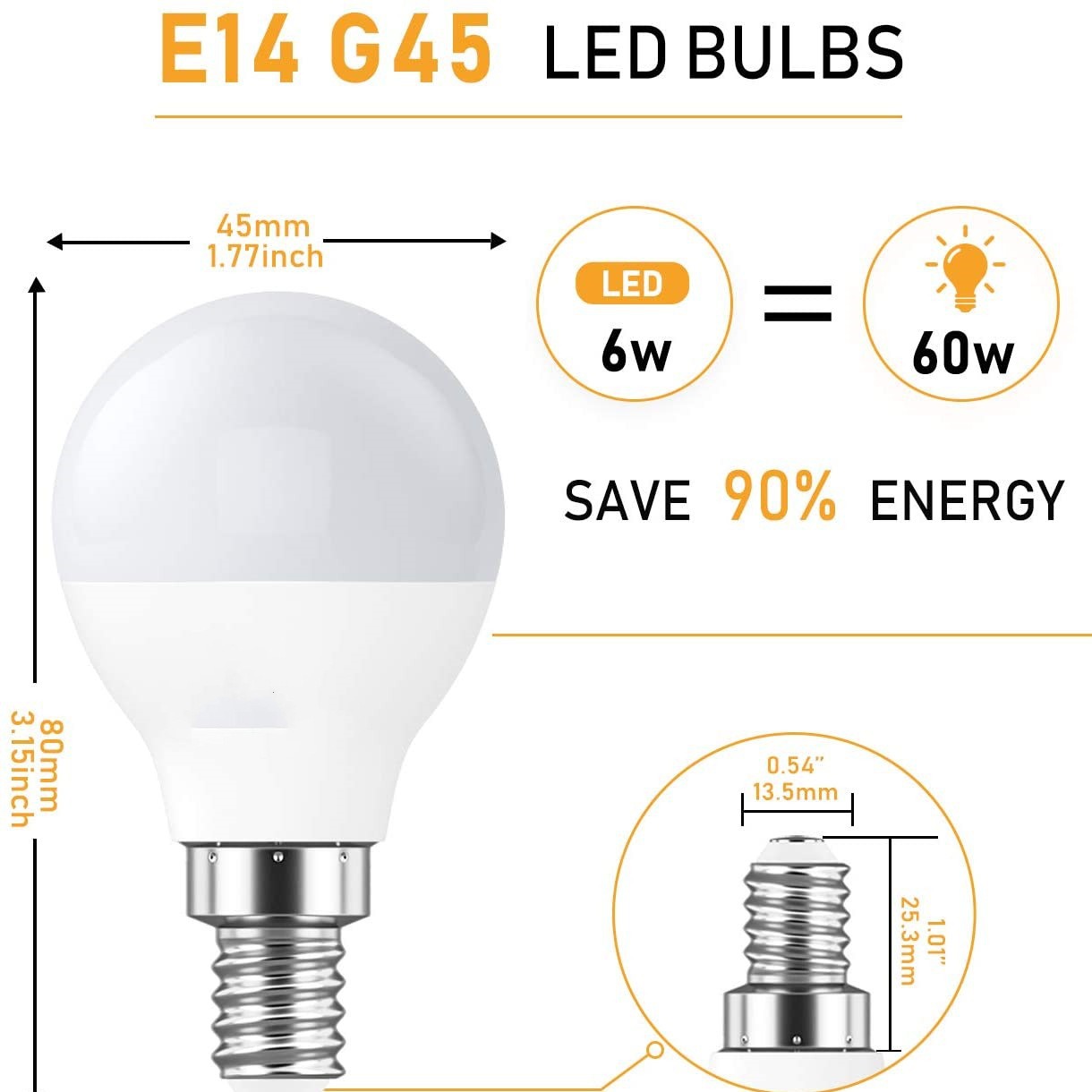 Suministro transfronterizo de mini bombilla LED G45 de aluminio recubierto de plástico E14 E27, lámpara de mesa con tornillo, fuente de luz de noche