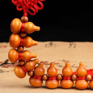 Peach wood pendant 2025 new Chinese knot gourd pendant home Wufu small gourd bedroom auspicious car hanging MU