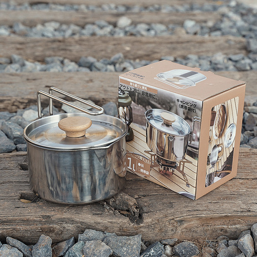 Outdoor portable stainless steel instant noodle pot multi-functional camping detachable kettle picnic leisure fishing coffee pot