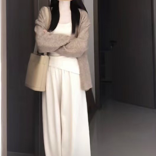 复古咖色宽松长袖毛衣女春季新款慵懒风外搭中长款小众针织开衫潮|undefined