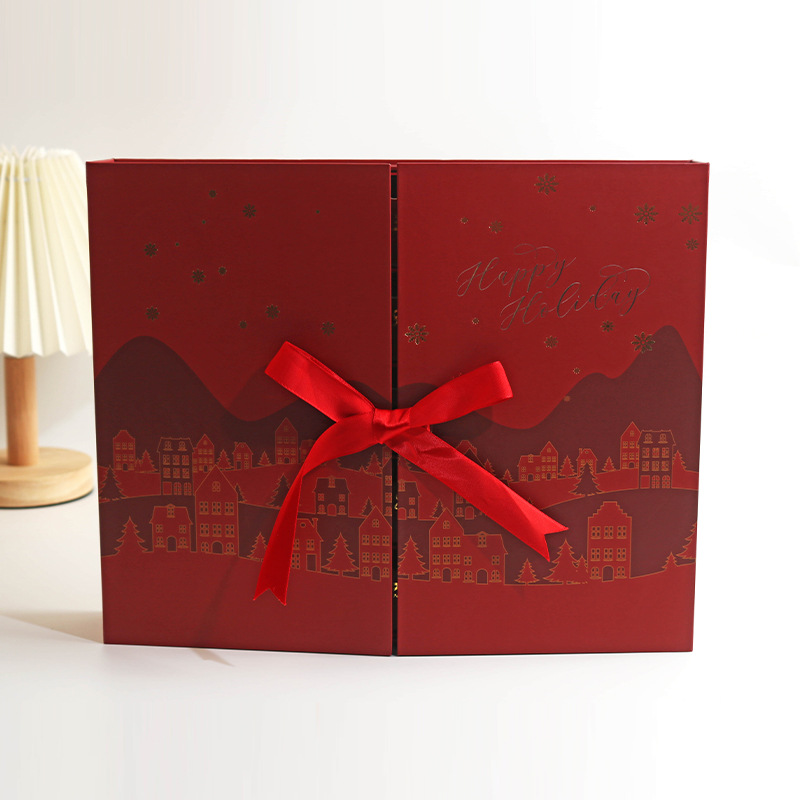 Navidad 24 días regalos de calendario cajón pequeño cajas ciegas de doble puerta caja de embalaje cosmético personalizada