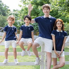 2025春夏季新款亲子装一家三口四口父子母女装短袖POLO衫一件代发