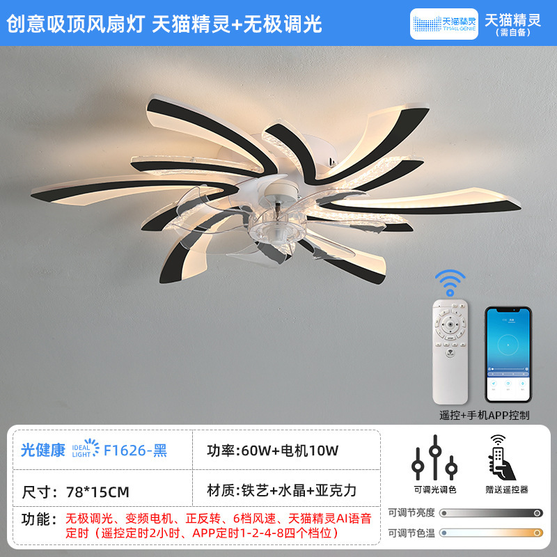 Transfronterizo 110v lámpara de ventilador de cristal lujoso dormitorio lámpara de ventilador de techo sala de estar lámpara de ventilador eléctrico de frecuencia invertida fábrica de Zhongshan image 10
