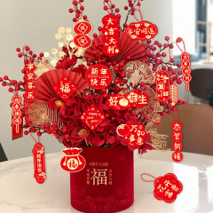 新年烫金挂饰2026马年发财树盆栽过年装饰小挂件春节新年布置用品