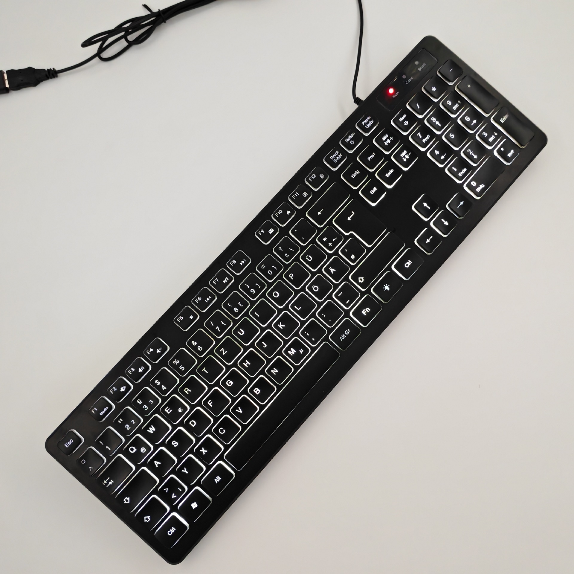 Немецкая версия белого света светящаяся клавиатура