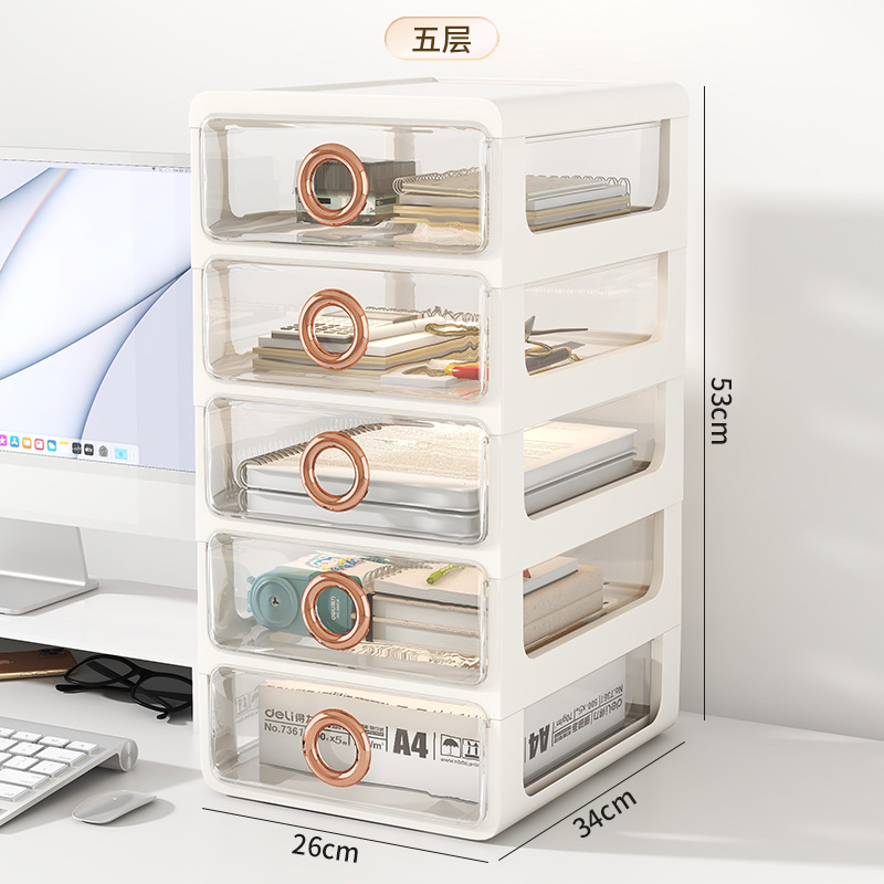 Luz de lujo tocador caja de cosméticos producto de cuidado de la piel estante de almacenamiento caja de almacenamiento de cosméticos cajón transparente estante de almacenamiento de escritorio