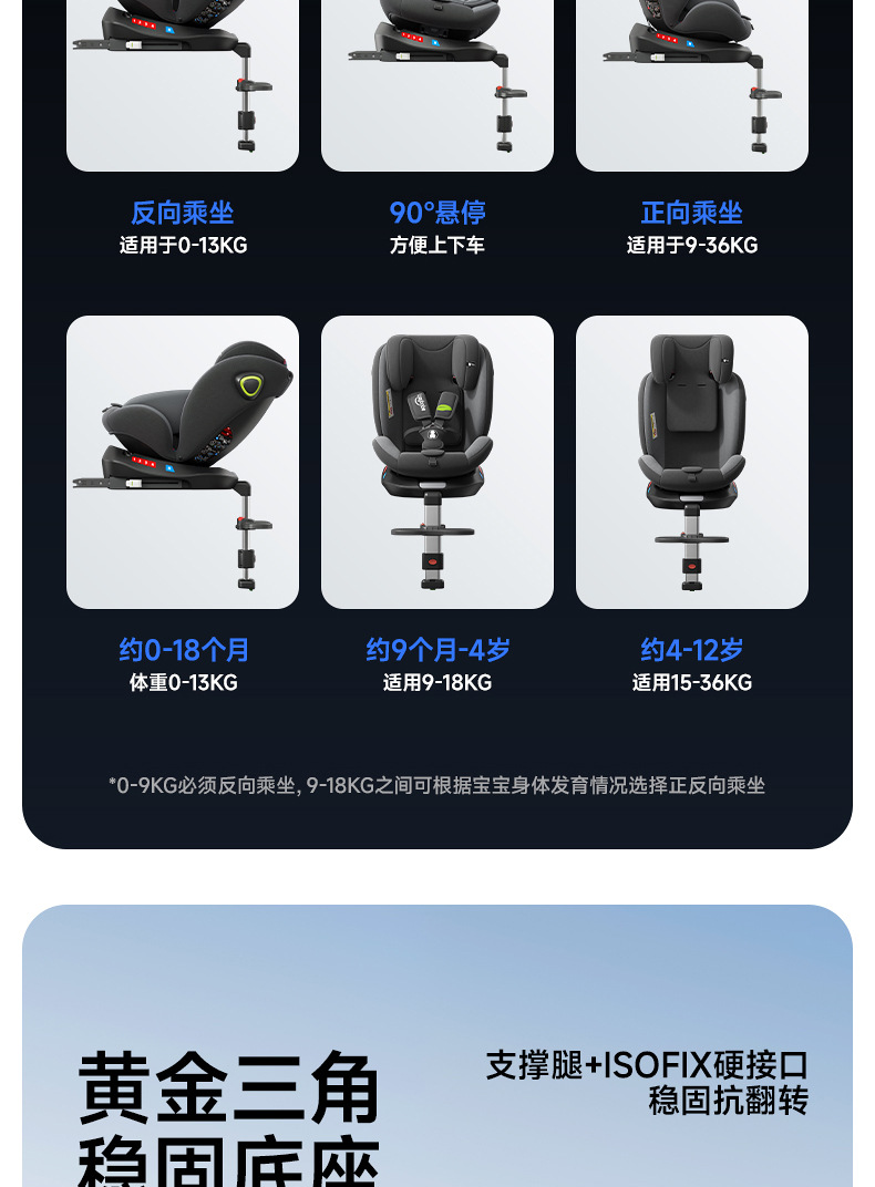 Small-month-old baby child car safety seat can sit and lie 0-4-7-12 years old baby universal two-way installation