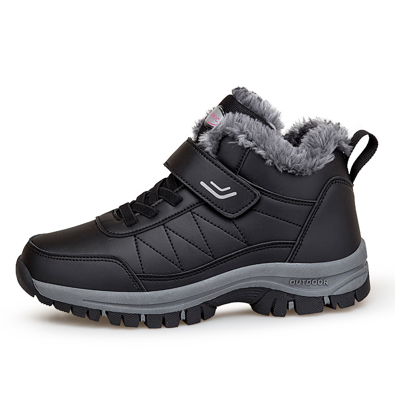 Women's Shoes old men's middle aged mother's winter leather high top cotton shoes sports walking shoes women's Northeast large cotton snow boots_voghion.com
