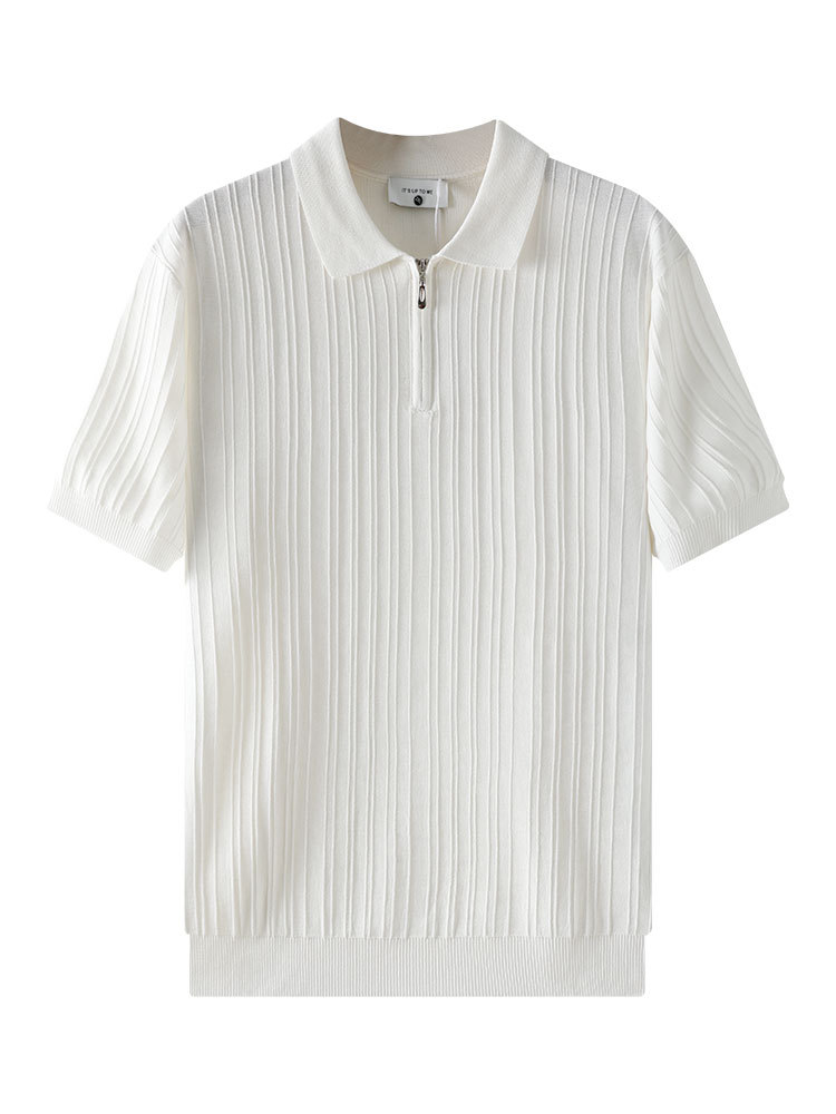 Europa y América transfronterizas camiseta de polo de seda de hielo para hombres de verano viejo estilo de alta sensación de camiseta de manga corta de punto con solapa para hombres image 6