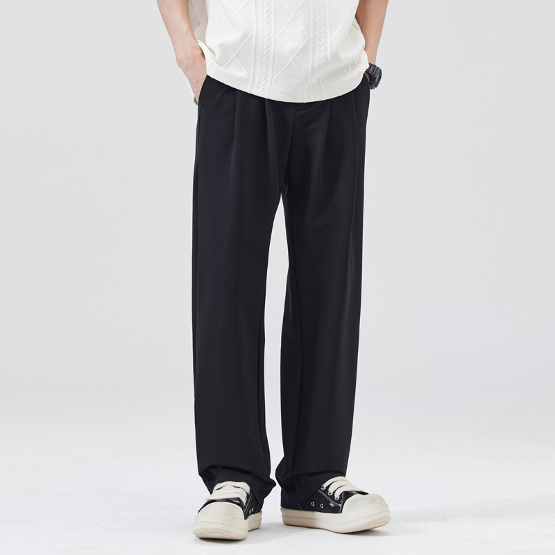 Black straight pants men's new commuting summer thin small pants loose wide legs Joker suit casual pants wholesale