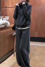 胖妹妹休闲运动套装女士春秋季新款大码时尚卫衣外套阔腿裤两件套