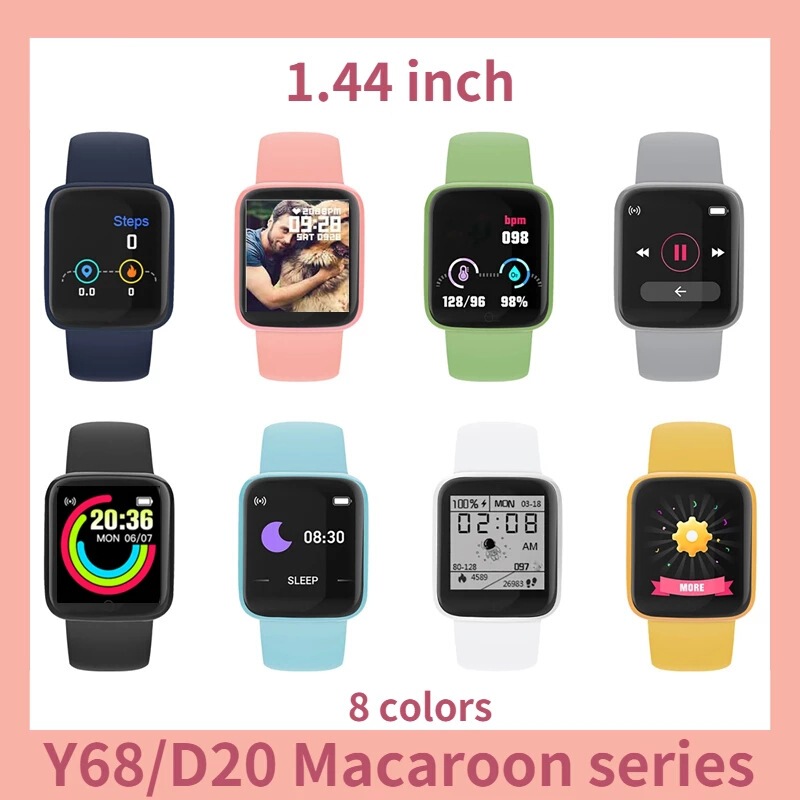 Y68 Macaron D20 smart bracelet Sports heart rate watch student watch activities small gifts can be a generation of hair