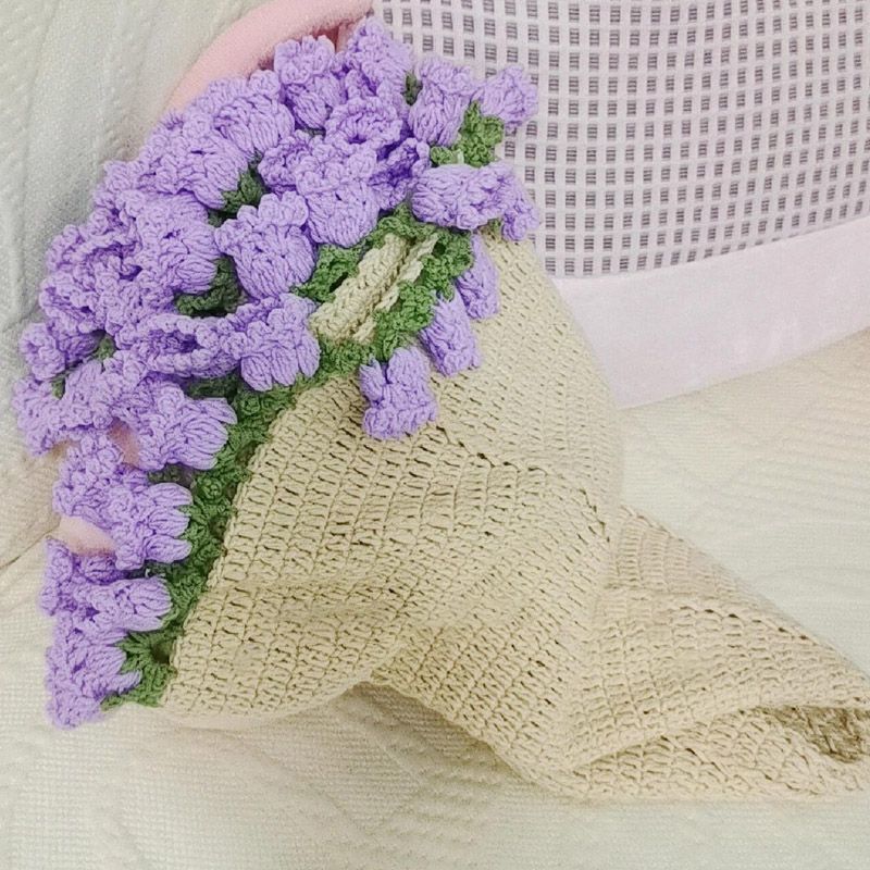 毛毯毯子手工编织材料包花钩织兰花花朵毛线团铃玫瑰花束勾针|undefined