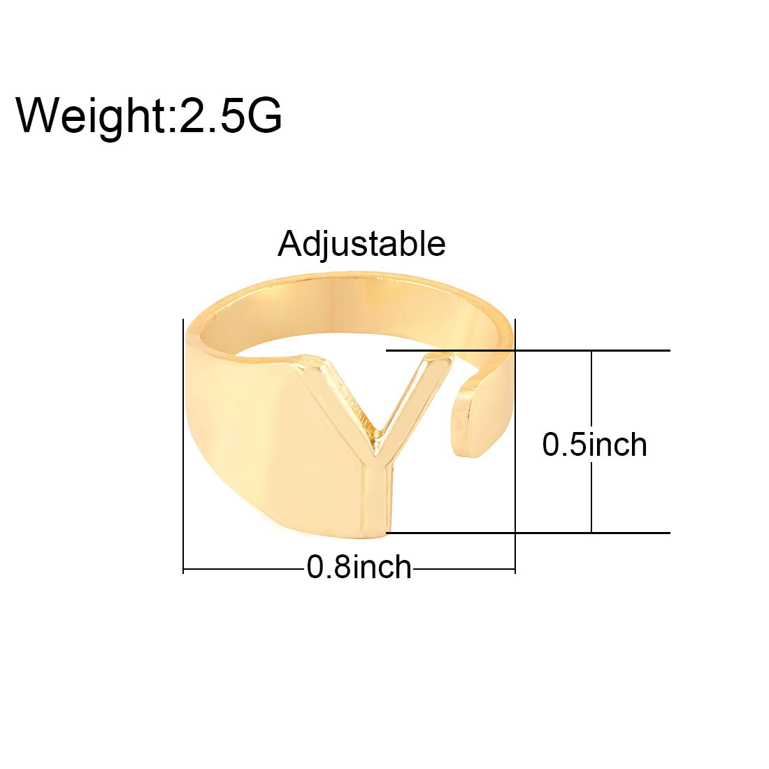 European and American cross-border 26 letter ring adjustable opening letter ring