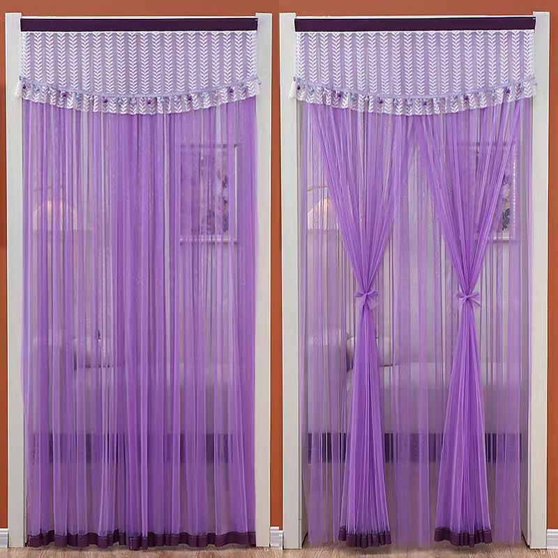 Non-perforated Anti-mosquito Door Curtain Fabric Gauze Curtain Bedroom Lace Door Curtain Partition Cream Wind Hanging Double-layer 2025 New Style