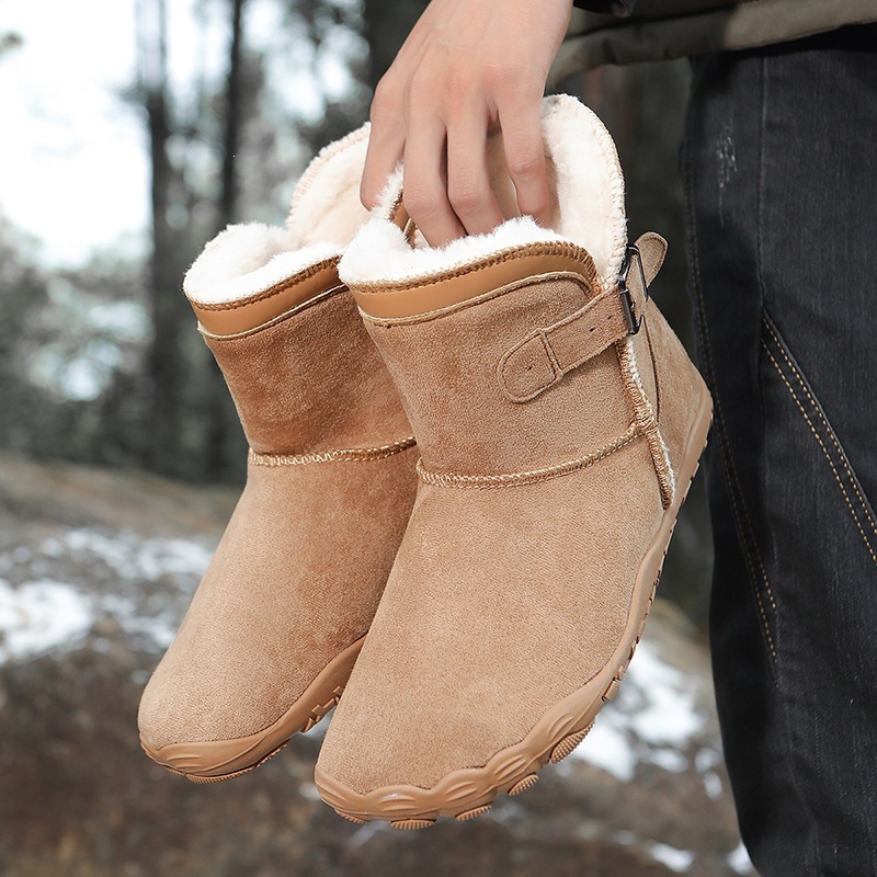 Cross-Border New Outdoor Leisure Five-Finger Mountaineering Snow Boots for Autumn and Winter, Men and Women Couples' Fleece-Lined Thickened Warm Cotton Boots