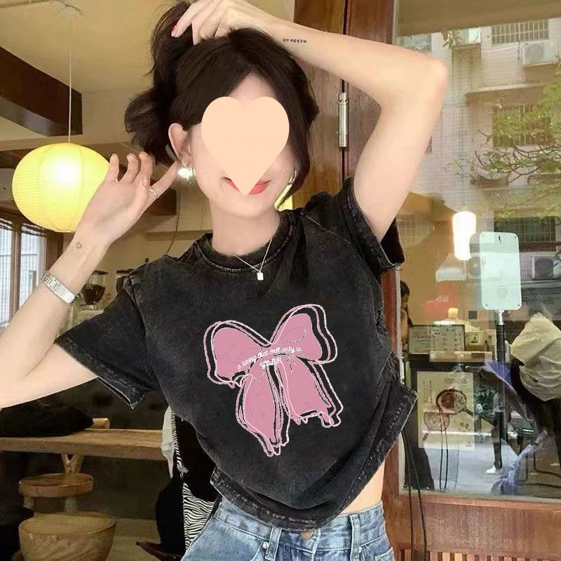 Пространная короткая рубашка с завязками, хлопковая одежда с тонкой талией, короткая рубашка, женский топ для горячих девушек, летний топ