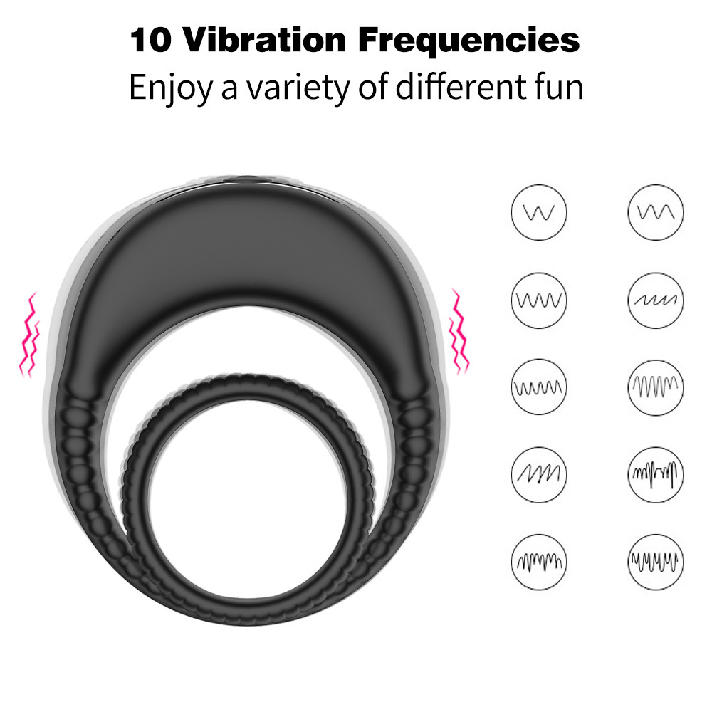 Dual-Vibration Rechargeable Silicone Cock Ring with Locking Double-Band Design — detail image 15
