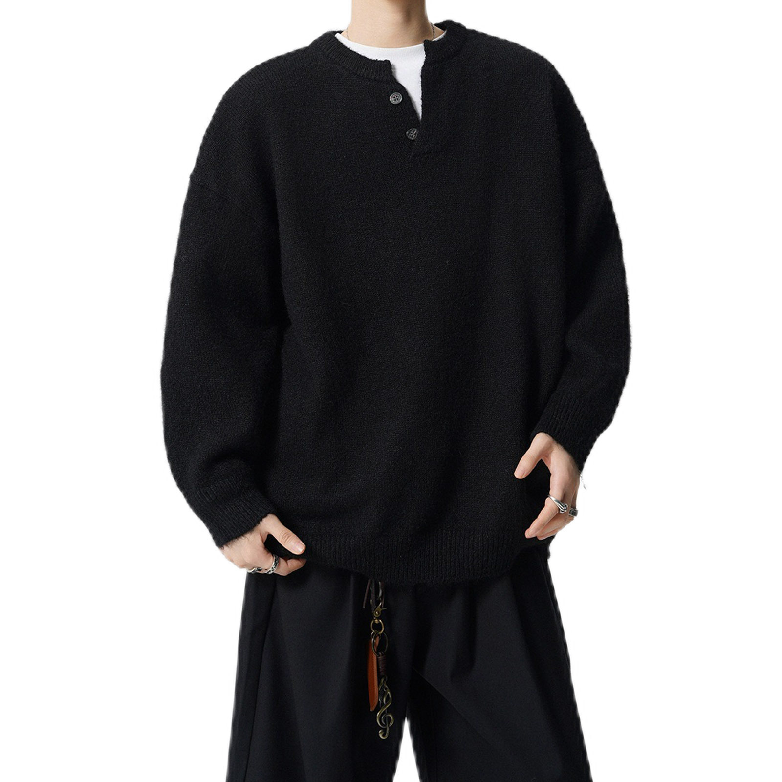 Explosiones transfronterizas de tamaño europeo gran tamaño henry cuello jersey suéter hombre otoño invierno alta sensación de fábrica de suéter perezoso al por mayor