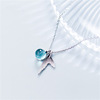 Blue crystal, necklace, chain for key bag , simple and elegant design, Japanese and Korean, internet celebrity, Birthday gift