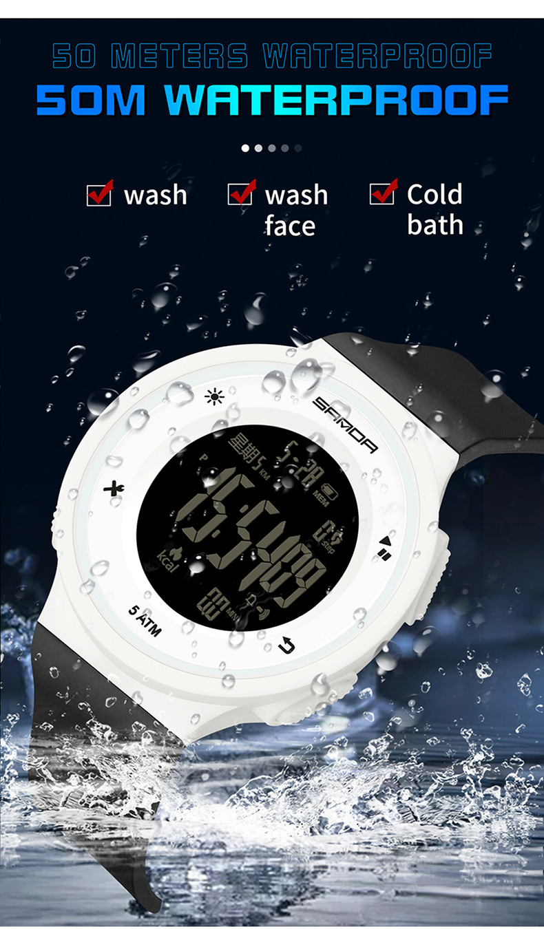 SANDA Watch Step Calories Multifunctional Luminous Waterproof Outdoor Mountaineering Electronic Watch_voghion.com