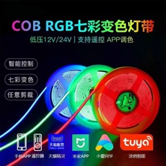 低压cob灯带RGB七彩渐变灯条智能RGBCW婚庆氛围酒吧流水线led