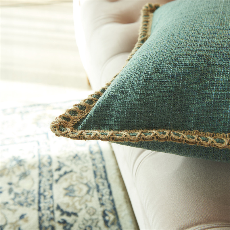 Housse de coussin de canapé décorative tissée en lin de couleur unie simple de style nordique nouvelle taie d'oreiller de décoration pour la maison_voghion.com