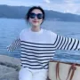 条纹外贸圆领内外打底衫