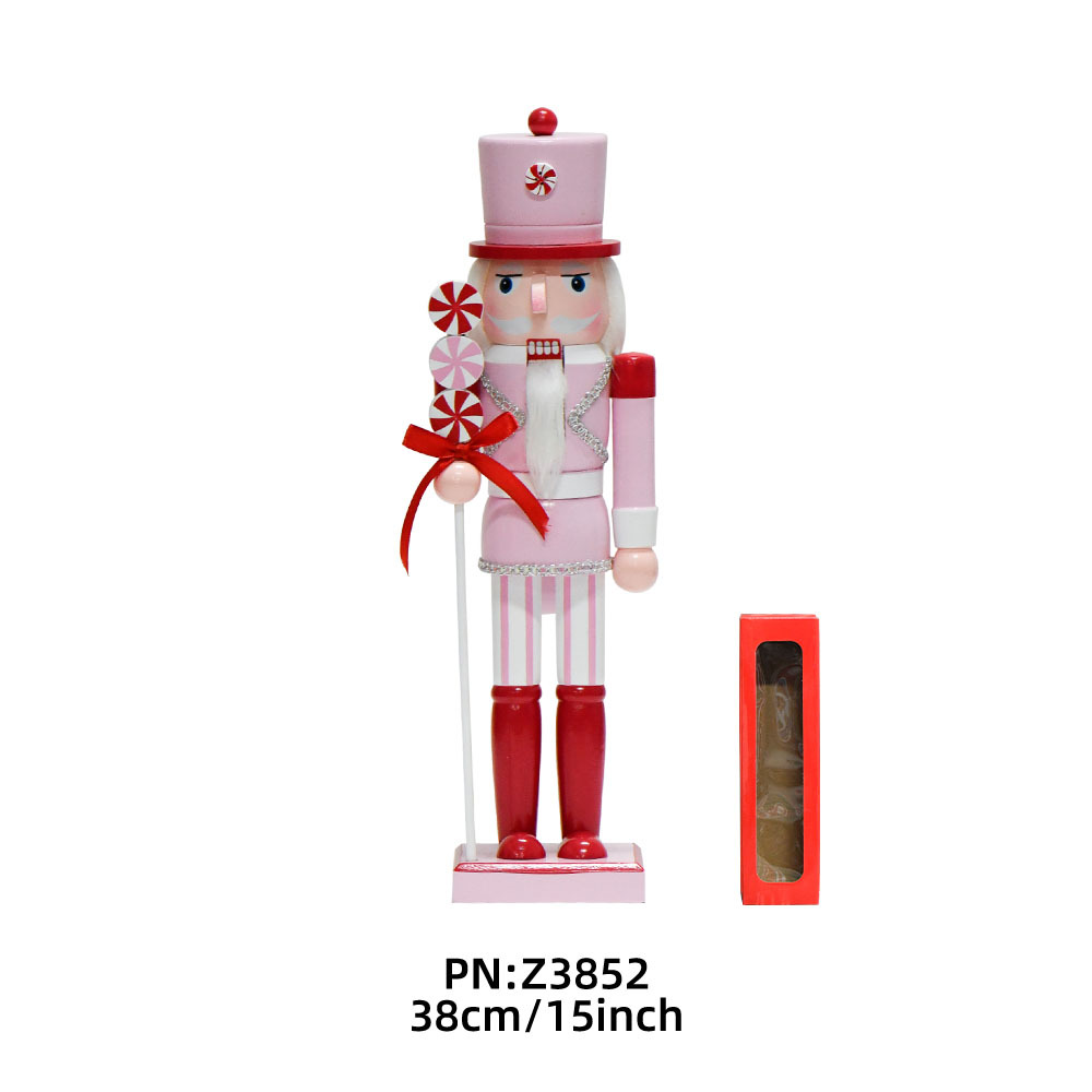 24 nuevo estilo 38CM Macarons color pastel cabeza Cascanueces decoración de madera maciza regalos artesanías adornos navideños