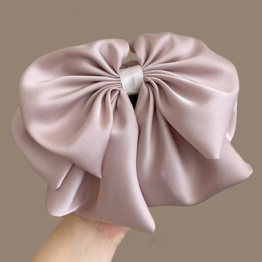 French Satin Bow Flower Bud Clamp Women's Back of Head Fluffy Hair Volume Ponytail Clip Advanced Sense Temperament Hairpin