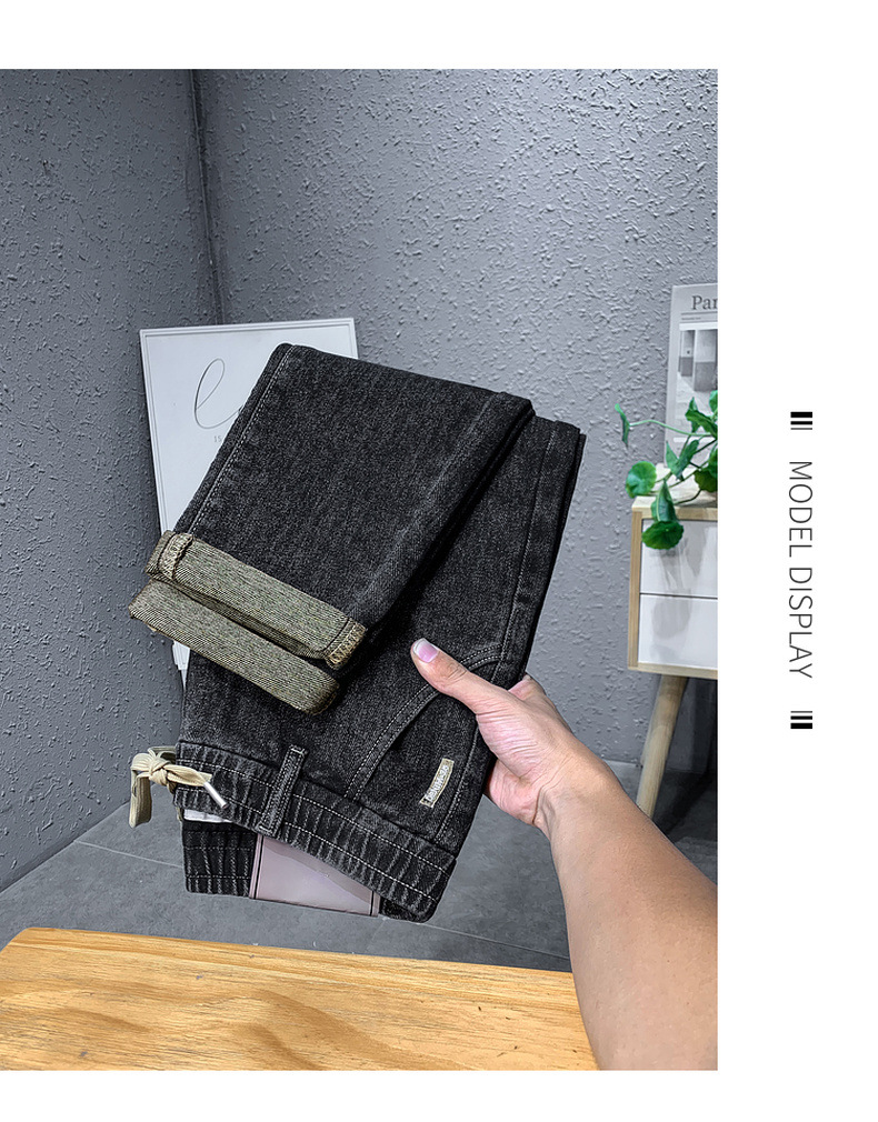 Trendy brand hot selling jeans for men in spring autumn  2024, blue and gray drawstring slim fit small leg pants, men's_senzul.com