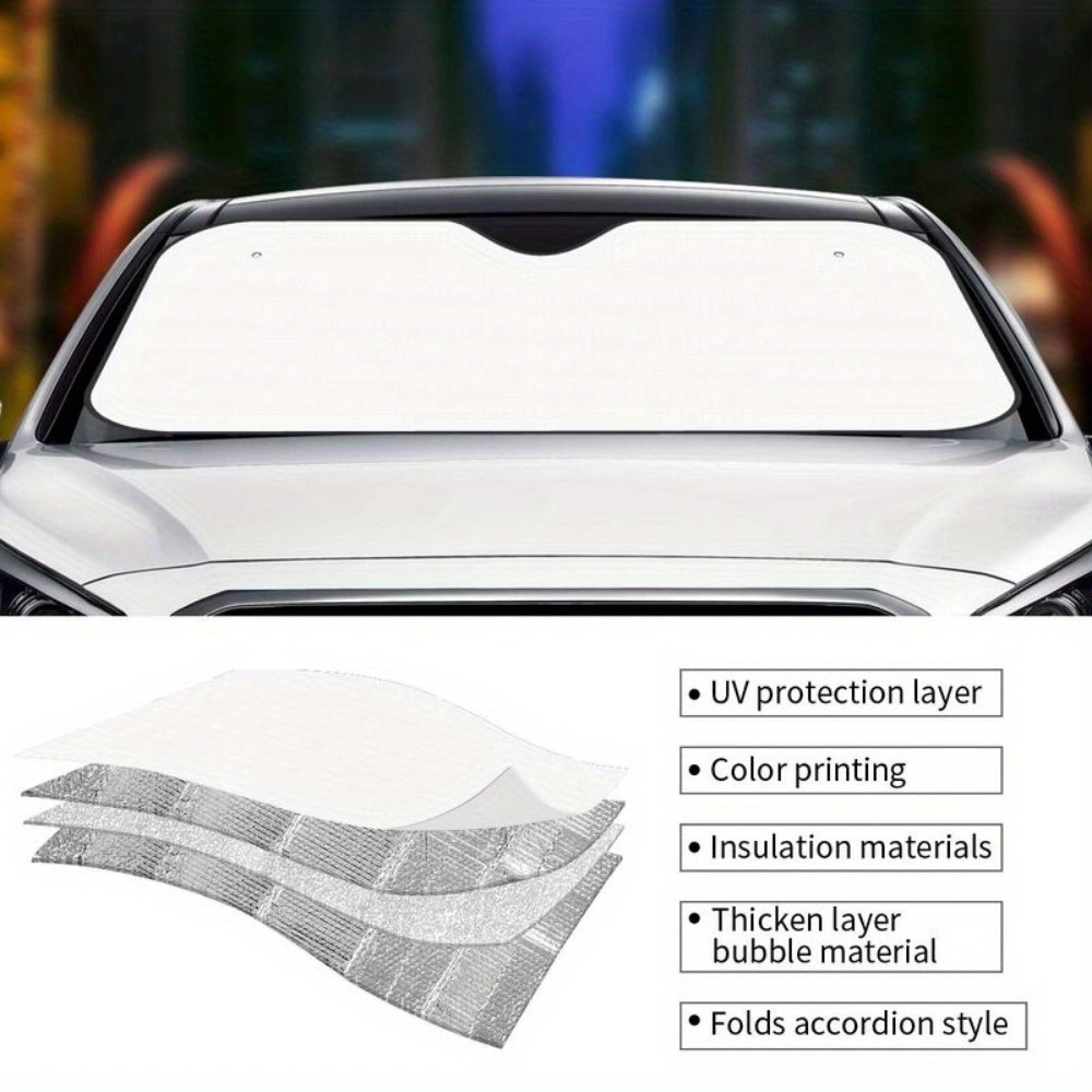 Cross-Border Hot-Selling Front Windshield Heat-Insulating Sunshade Car Universal Aluminum Foil Sunshade Easy to Install and Store