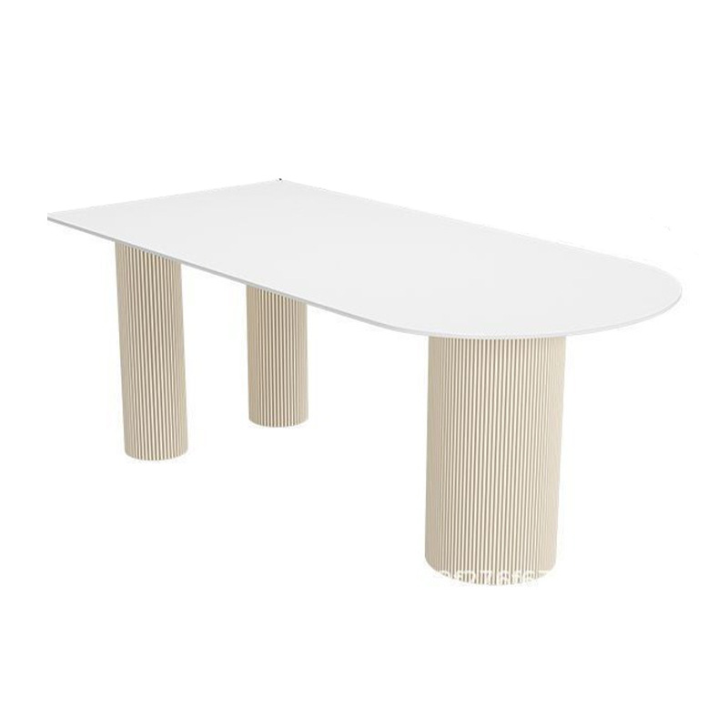 Mesa de comedor de roca de viento de crema combinación de mesa de comedor tipo isla de pequeña casa en una mesa de comedor simple mesa de comedor doméstica contra la pared