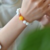 natural Nephrite  Beads Hand string 10mm Boutique White jade Bead collocation Beeswax Palisade Bracelet