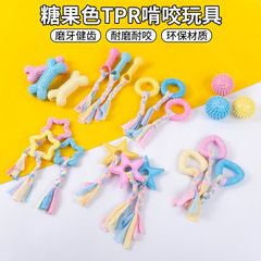 Wholesale cartoon candy-colored TPR chew-resistant grinding toys, Teddy Bear and Golden Retriever dog toys