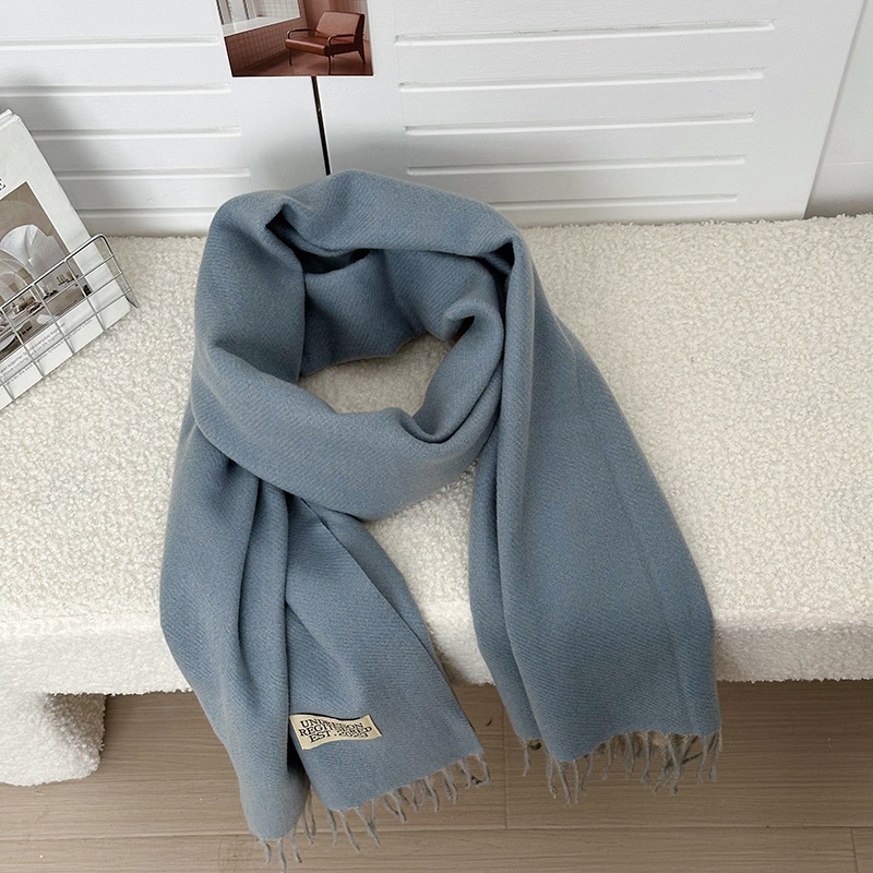 Otoño y invierno bufandas mujeres de imitación de cashmere de color sólido de alto nivel de sensación multifuncional engrosado alargado calentamiento bordas buñuelo al por mayor