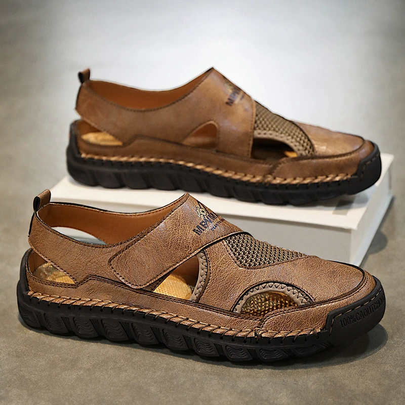 Летние новые сандалии мужские ручные шитые на улице Баотоу сандалии трансграничные большие размеры дышащая повседневная пляжная обувь мужчины
