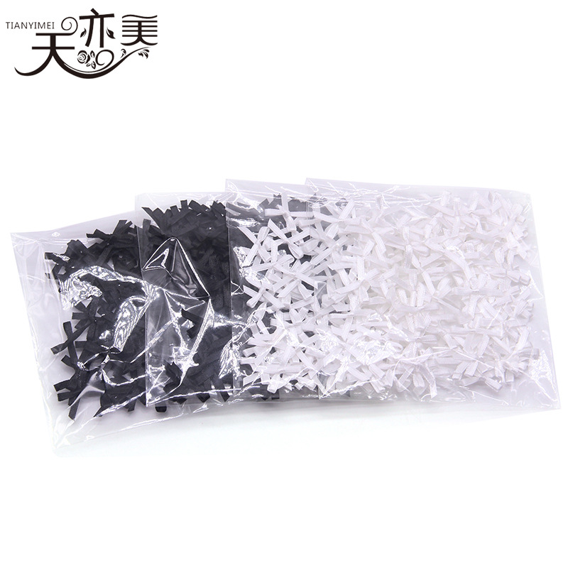 En stock 0,3 cm cinta de poliéster blanco y negro pequeño arco caja de regalo ropa interior decorativa ropa interior DIY arco