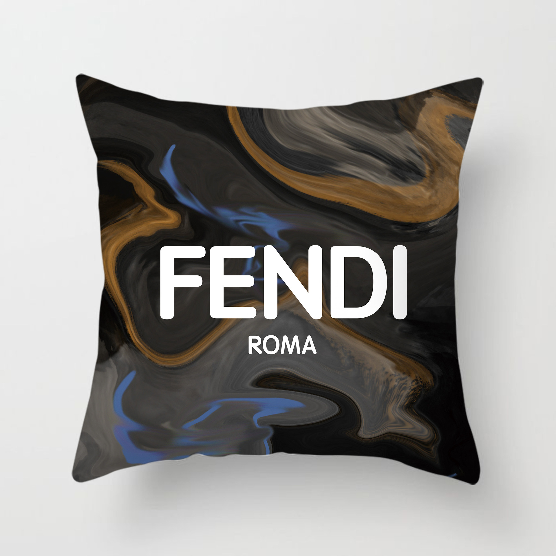 Cross-border AliExpress logo de marca europea y americana logo estilo de lujo ligero estilo cuadrado moda sala de estar sofá funda de almohada de felpa corta