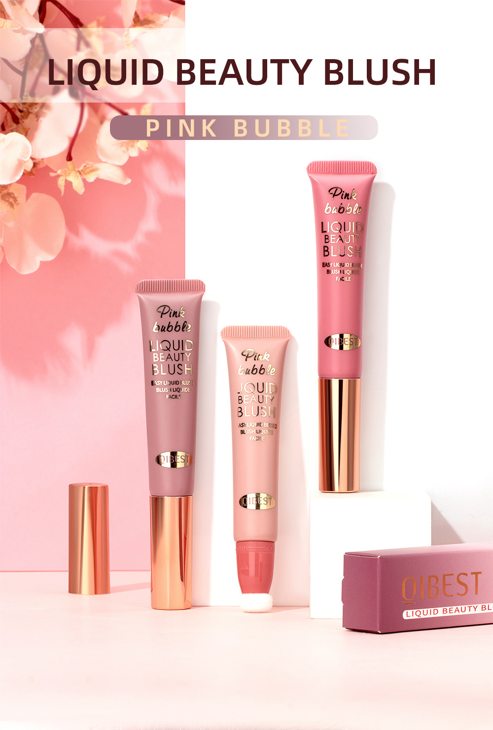 QiBest Hydrating Liquid Blush Multi-functional Makeup Pen, naturally long-lasting makeup, brightens matte and glossy face blush liquid Specification drawing
