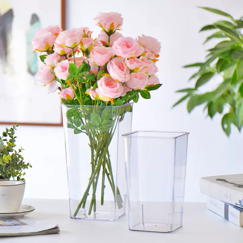 花瓶摆件客厅插花透明水培创意干花装饰塑料富贵竹花瓶