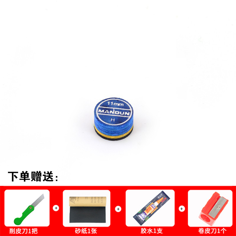 The boxless blue ice leather head is 11mm and is a bit hard (comes with four too…