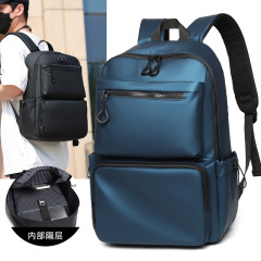 Large Capacity Simple Student School Bag for Men Oxford Cloth Lightweight Casual Travel Backpack Office Commuting Computer Dual Shoulder Bag