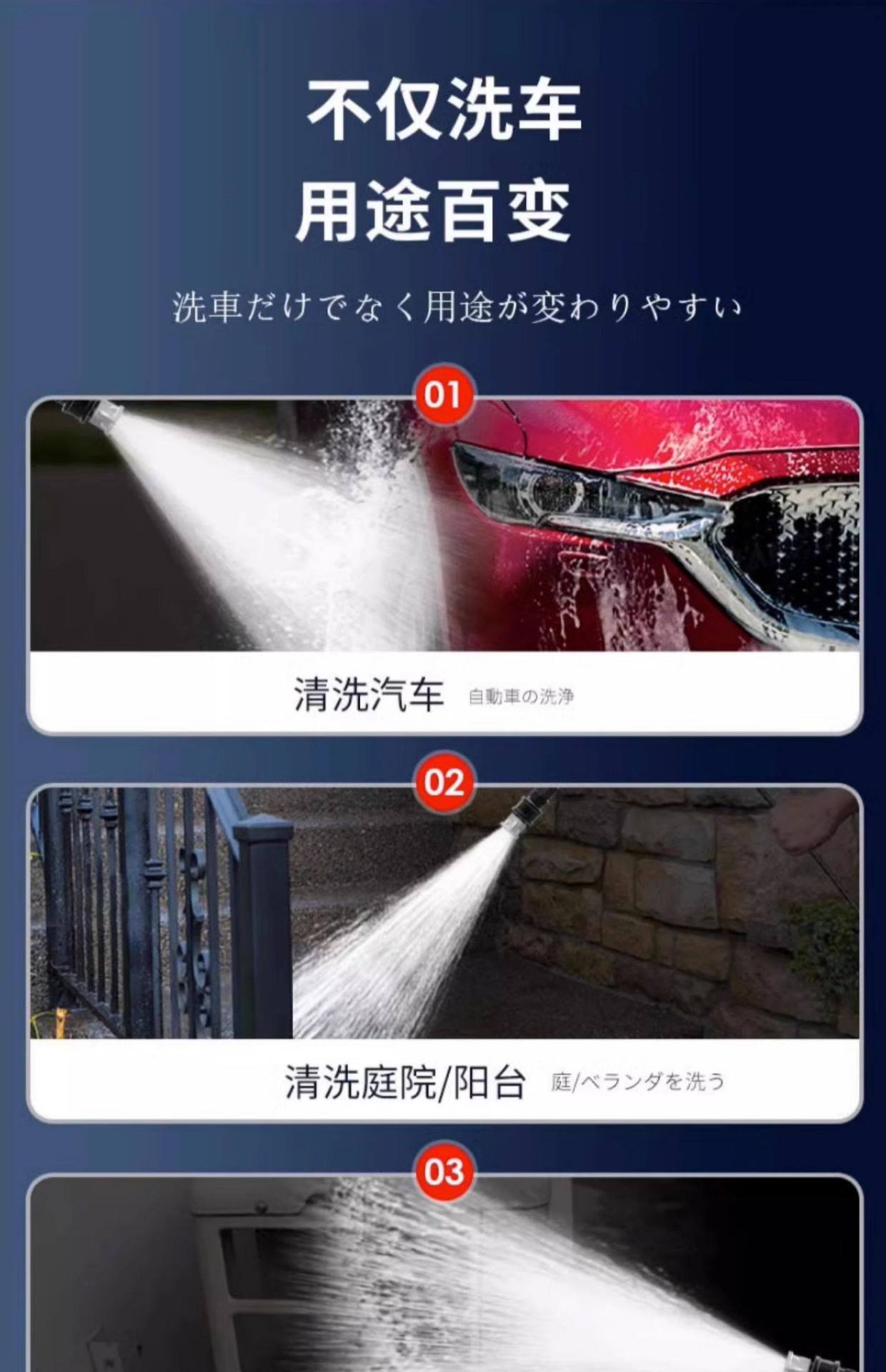 Suitable for high-pressure car wash water guns, wireless charging lithium battery, powerful household electric water gun, car wash tool