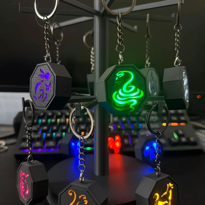 成龙历险记十二生肖符石3D动漫摆件创意感应发光虎符护身符钥匙扣|undefined