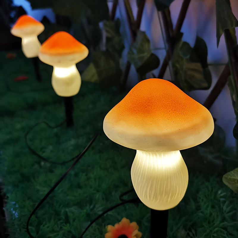 一拖三太陽能蘑菇草坪燈戶外庭院花園裝飾LED地插燈蘑菇造型燈