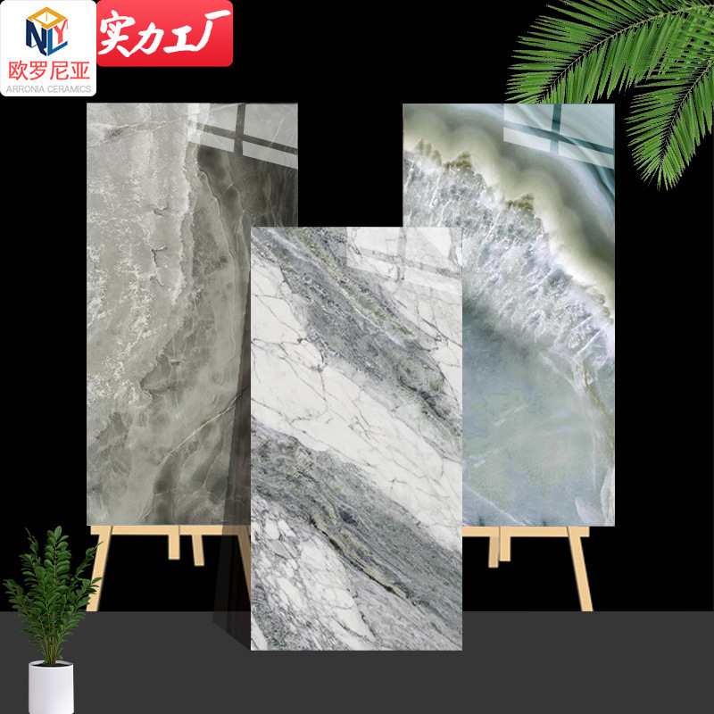 High-end luxury stone marble gold-plated ceramic tile 750x 1 500 600x 1200 villa living room wall