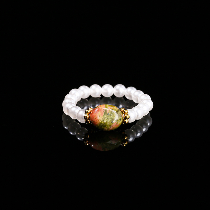 jingzhou jewelry white shell pearls yellow tiger‘s eye ring fashion simple european and american style cross-border niche girls ring wholesale